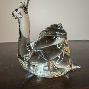 Handblown Glass Snail Sculpture - Clear Accent Art